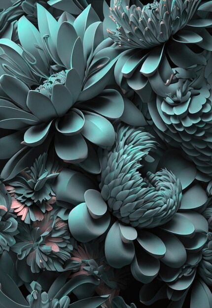 Arte de ilustración de flores generado por inteligencia artificial.