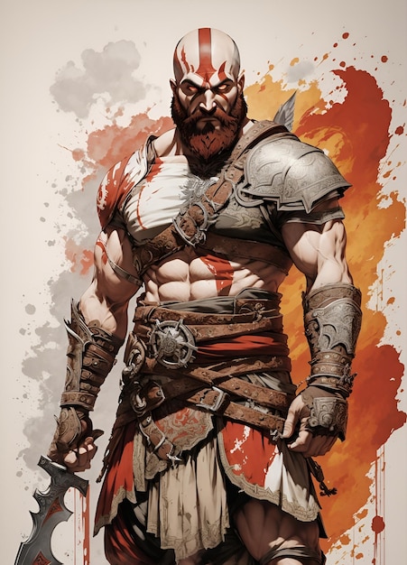 Foto arte ilustrativa do personagem kratos de god of war