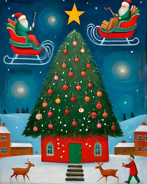 Arte ingênua de fundo de Natal