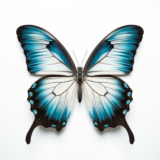 Arte inspirado en la naturaleza Mariposa azul y negra con extrañas yuxtaposiciones