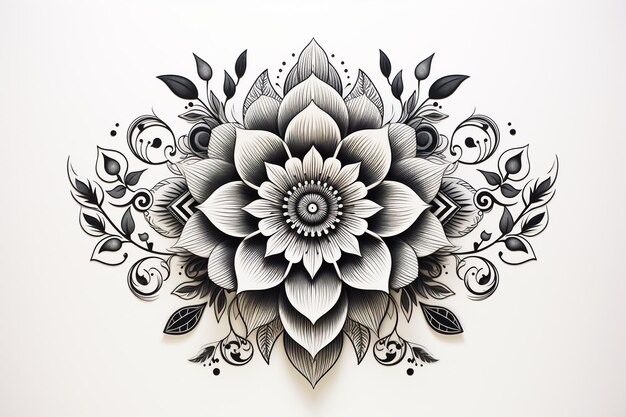 Arte intrincado de mandala sobre un fondo blanco