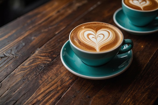 El arte del latte de corazón en la mesa