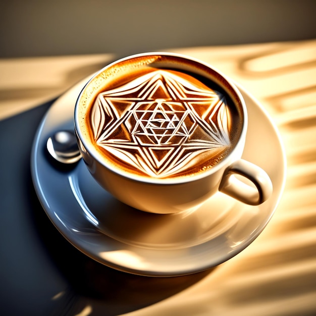 Arte latte dimensional da xícara de café fortemente