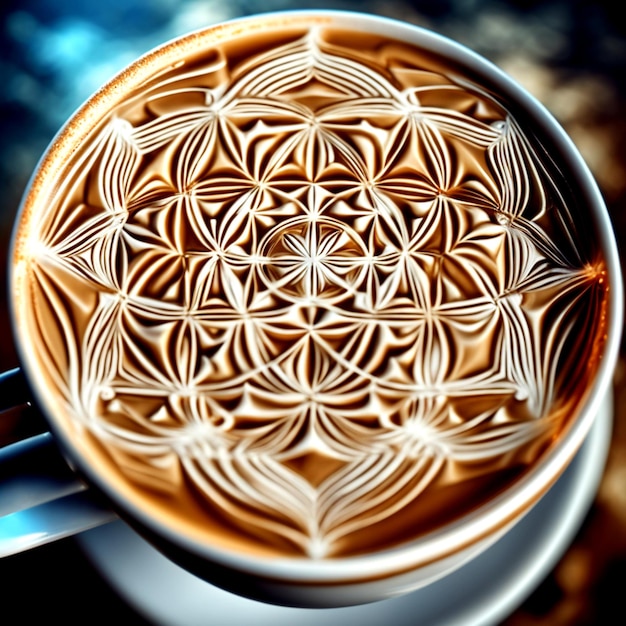 Arte latte dimensional da xícara de café fortemente