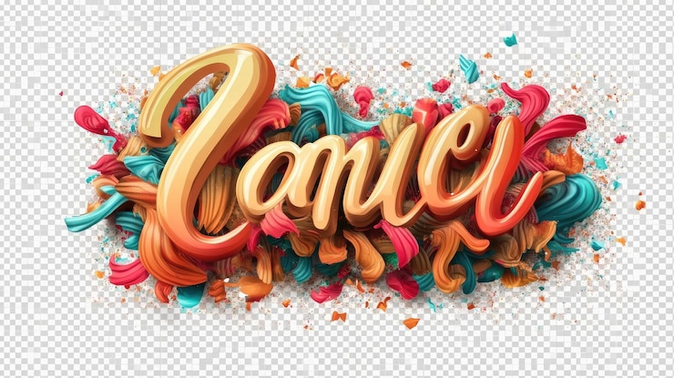 Foto arte de letras 3d vibrante la palabra amica se muestra en texto estilizado de colores