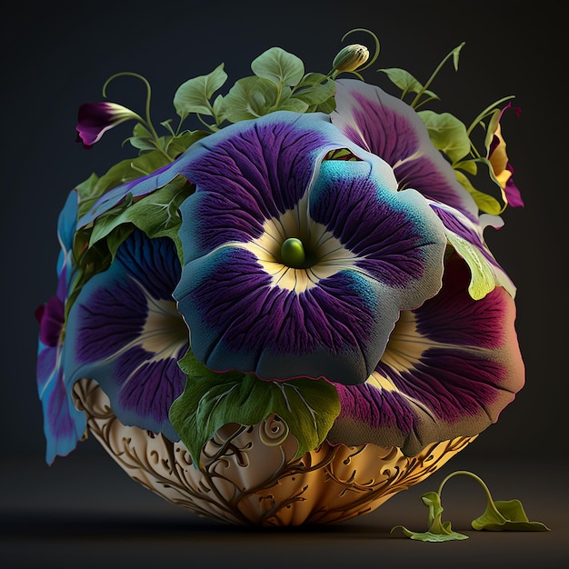 Arte linda de flor de petúnia 3D gerada por Ai