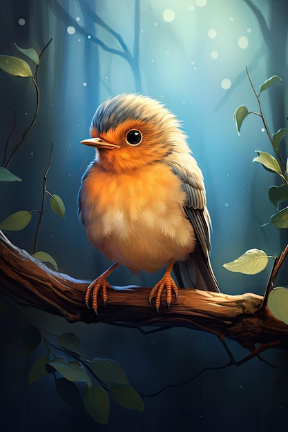 Arte Una linda ilustración para niños pájaro Un dibujo realista