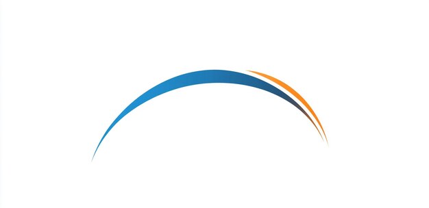 Arte de línea básica de un semicírculo curvo en azul y naranja
