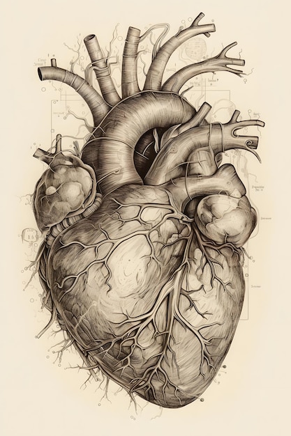 Arte de línea de corazón humano IA generativa