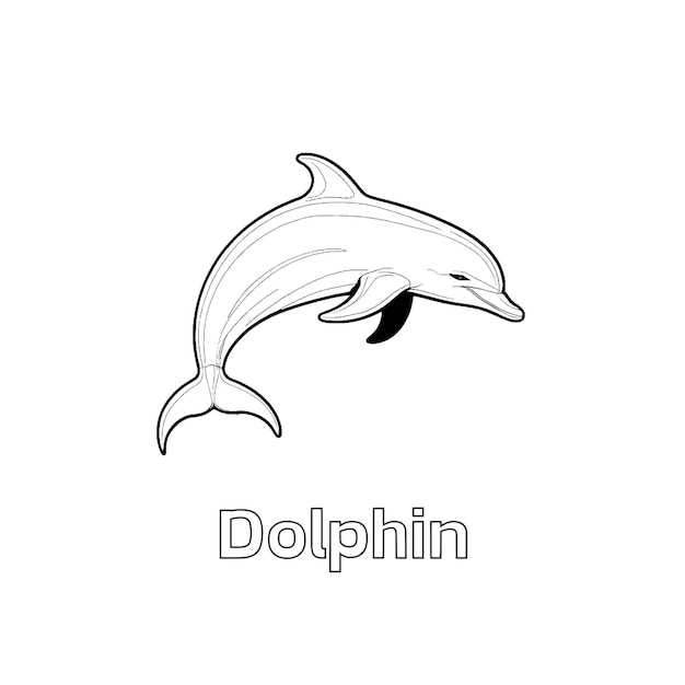 Arte de línea de delfín blanco y negro