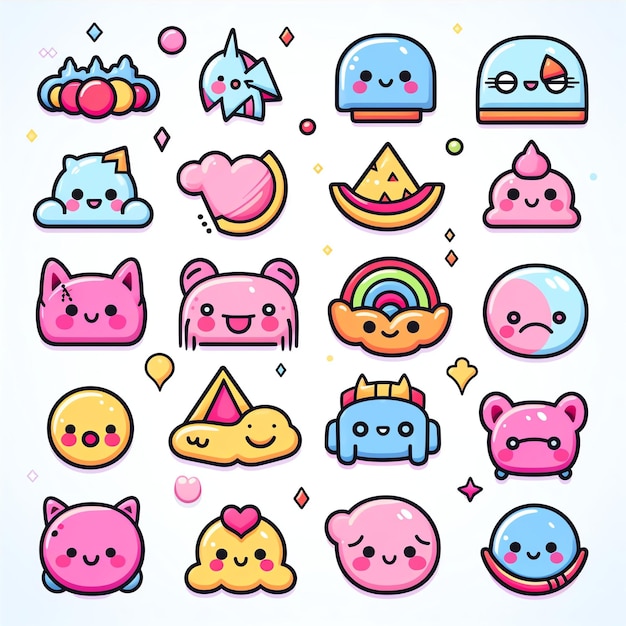 El arte de la línea de emoji kawaii