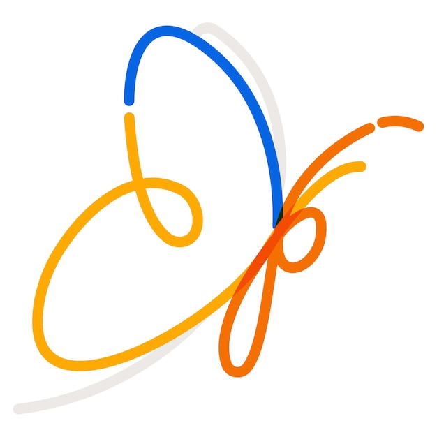 Arte de línea de garabateo de mariposa Png fondo transparente