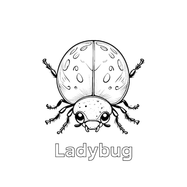 Arte de la línea de Lady Bug en blanco y negro