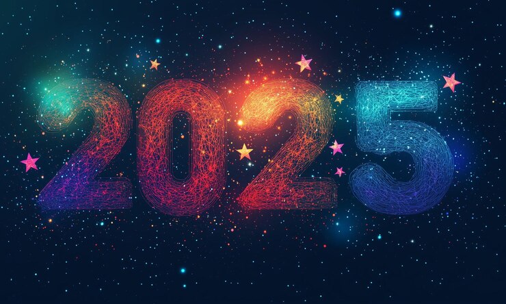 Arte de línea minimalista de 2025 con estrellas brillantes