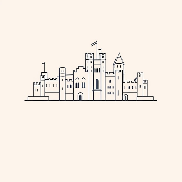 Arte de línea minimalista del castillo de Lancaster