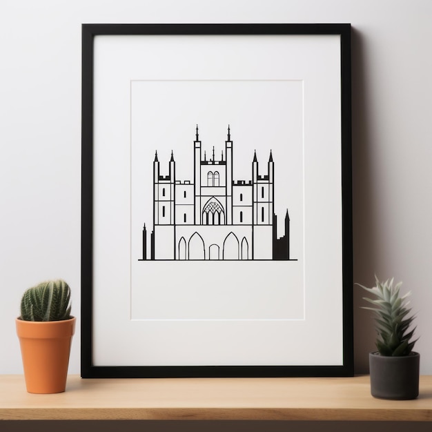 Arte de línea minimalista del castillo de Lincoln