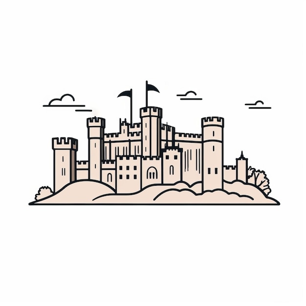 Arte de línea minimalista del castillo de Lincoln