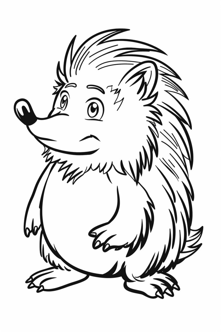 Arte de línea en negrita estilo de dibujos animados Vector de erizo para niños libro de colorear
