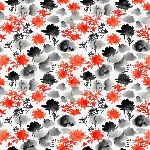Foto arte de línea de patrón floral abstracto sin costuras en estilo oriental