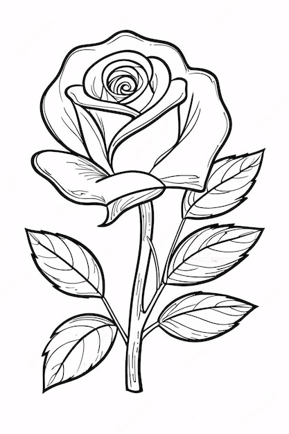 Arte de la línea de rosas de flores dibujado a mano Libro de colorear para adultos Ilustración botánica Diseño de tarjetas de invitación