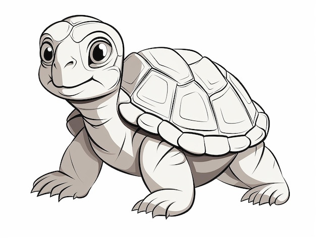 Foto arte de línea simple en blanco y negro de una tortuga para un libro de colorear para niños