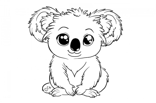 Arte de línea del vector de oso koala bebé