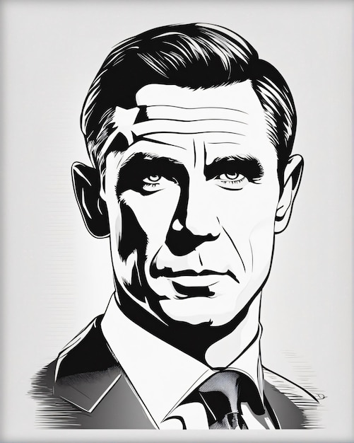 Arte lineal digital del retrato de James Bond