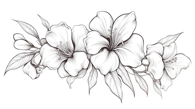 Arte de líneas flor dibujado a mano generado por IA Imagen