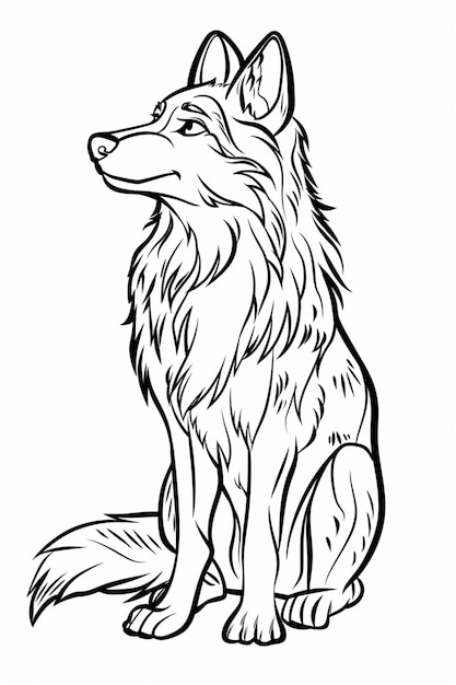 Arte de líneas en negrita estilo de dibujos animados Vector de lobo para niños libro de colorear