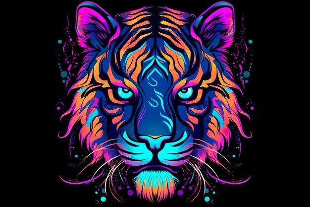 Arte de luz de neón tigre generativo ai