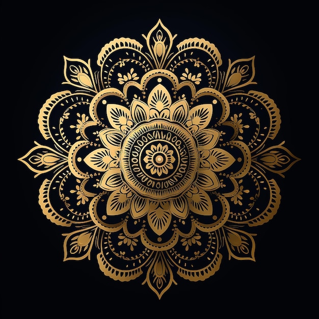 Foto arte de mandala un elegante fondo de mandala dorado al estilo negro