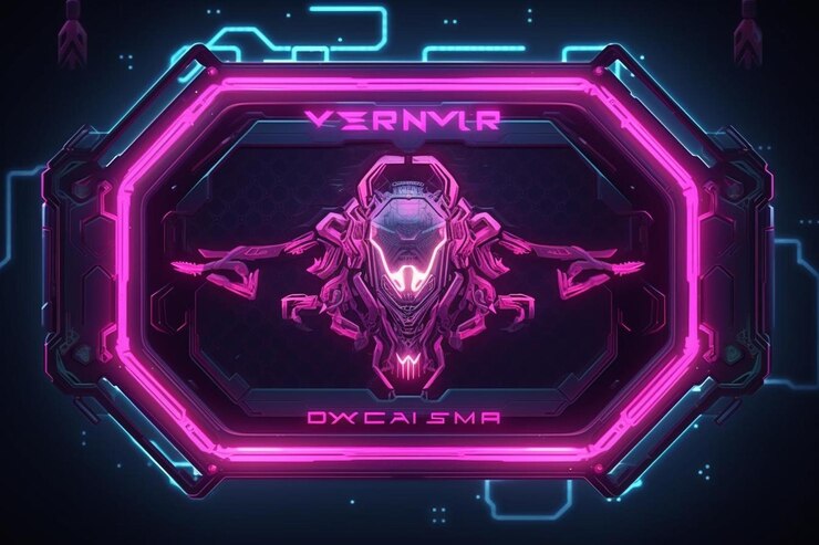 Foto arte de marco cyberpunk con letreros de neón y decoración futurista de la ciudad forma yk decoración creativa de letreros