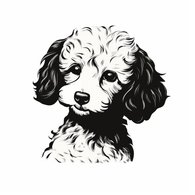 Arte minimalista de esboço de linha preta de um poodle