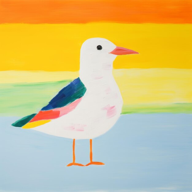 Arte minimalista de gaivota colorida com cores fortes