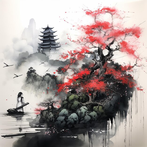 Foto arte minimalista de la era japonesa arte gyotaku arte sumi e tinta arte de graffiti japonés