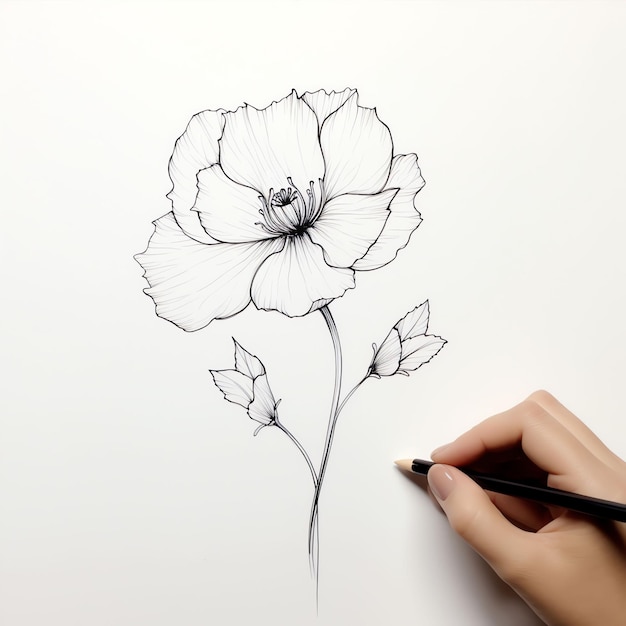 arte minimalista de una sola línea de principio a fin de un hilo de una hermosa flor