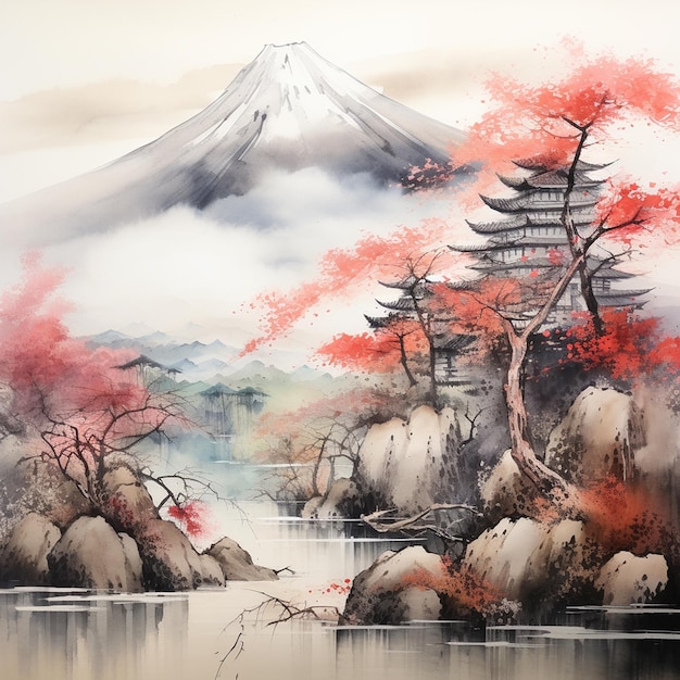 Arte moderna de parede pinturas de Keane pintura de árvore ukiyo e polvo arte sumie arte desenho animado japonês