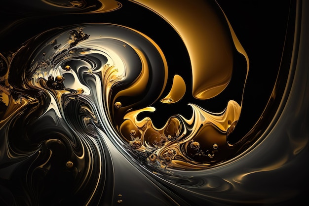 Arte moderno Dorado Negro Líquido Abstracto Lujo Generativo IA