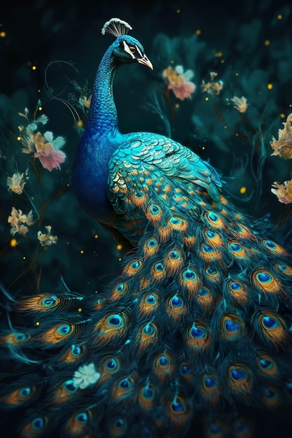 Foto arte moderno fantasía pavo real lujo arte digital ia generativa