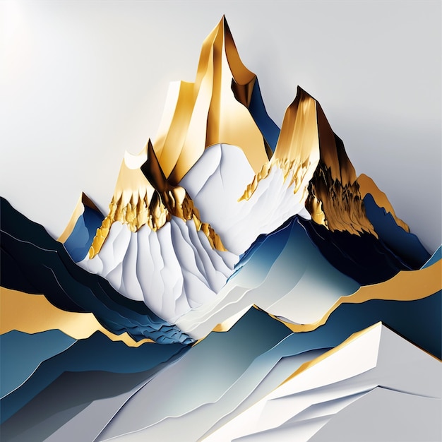Un arte de montañas cortado en papel con la palabra montaña en él