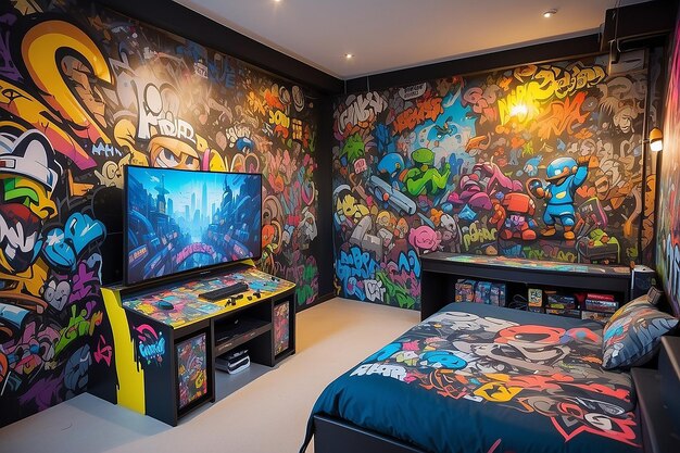 El arte mural de Graffiti Gamers Paradise inspirado en los juegos