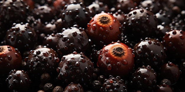 El arte de la naturaleza: hierbas y hojas con gotas de agua relucientes