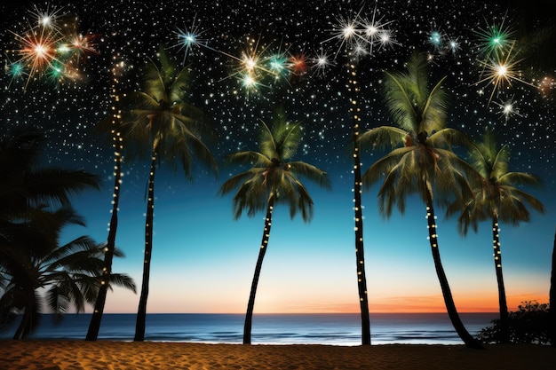 Arte Navidad con palmeras y estrellas