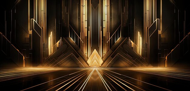 arte de oro deco del gran Gatsby en el estilo de contraste de la luz y la oscuridad