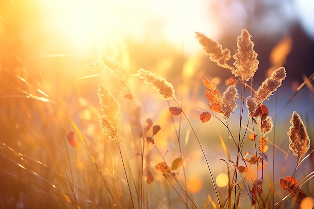 Arte otoño naturaleza soleada fondo IA generativa