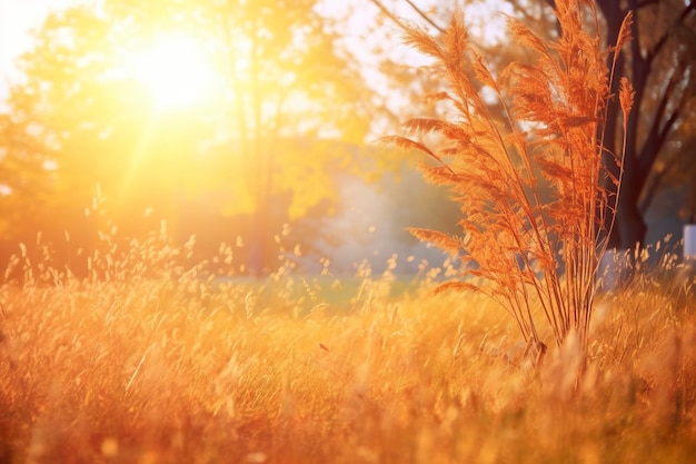 Arte otoño soleado naturaleza fondo AI generativa