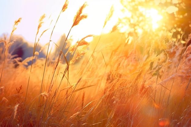 Arte otoño soleado naturaleza fondo AI generativa