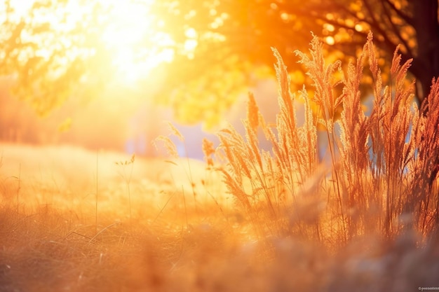 Arte otoño soleado naturaleza fondo Generativa AI