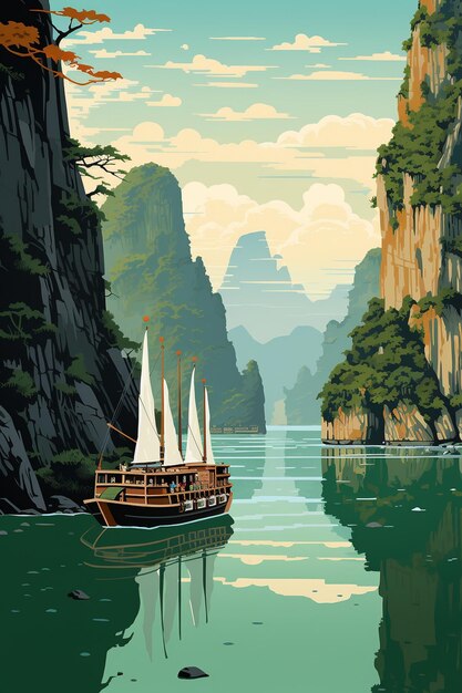 Arte paisagística da baía de Halong