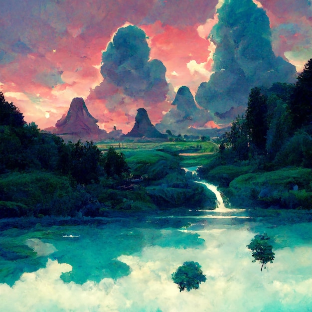 Arte del paisaje estilo anime